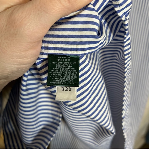 Lauren Ralph Lauren Striped poplin shirt Women’s size Large - Picture 12 of 12
